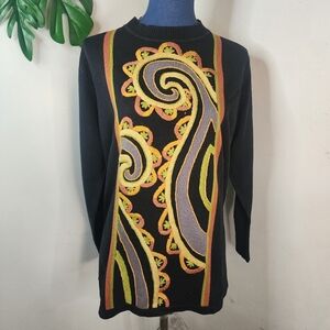 Vintage Bob Mackie Wearable Art Crewneck Embroidered Sweater